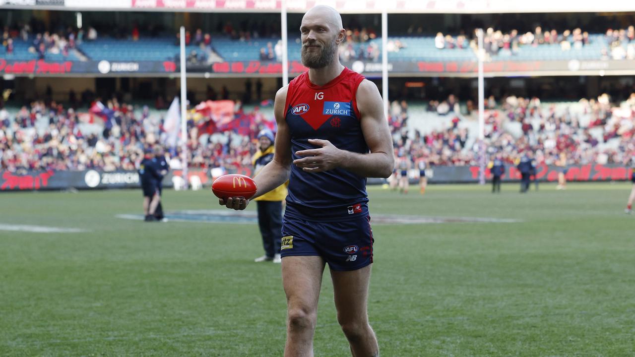 Max Gawn is troubled by an ankle injury. Picture: Michael Klein