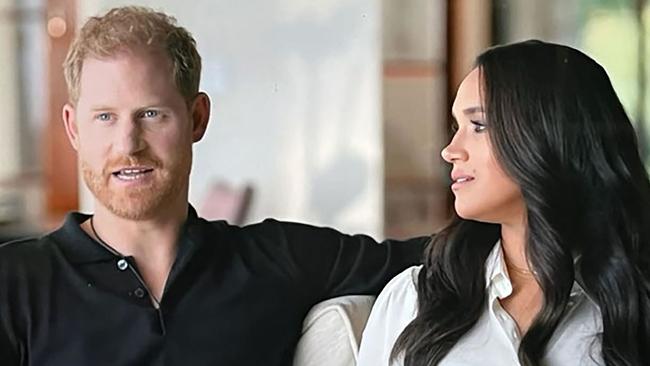 Harry and Meghan speak in their Netflix docuseries. Picture: Netflix