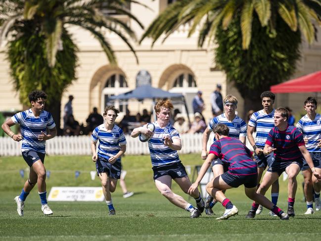 Billy Campbell takes the ball forward for Nudgee College. Picture credit: Brody Grogan Photography.