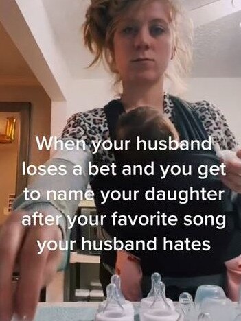 This woman got to choose the name for her daughter, after her husband lost their bet. Picture: TikTok