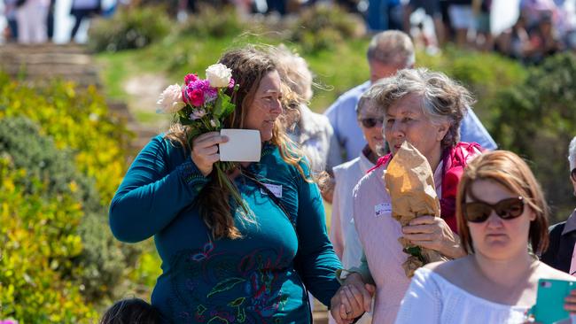 Daughter Shanelle Dawson with Pat Jenkins, Mrs Dawson's sister. Walk for Lyn Dawson at Long Reef Surf Club in Sydney NSW. Lyn went missing in 1982, and her body has never been found. Sunday 30th September 2018. (AAP Image/Jordan Shields)