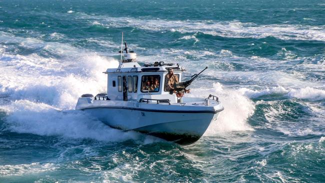 Yemeni coastguard members loyal to the internationally-recognised government patrol the Red Sea near the strategic Bab al-Mandab Strai. Picture: AFP.