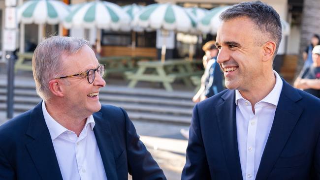 Anthony Albanese with South Australian Premier Peter Malinauskas. Picture: Morgan Sette