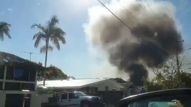 The fire at Troughton Rd, Coopers Plains at about 1pm on Friday, June 26. Picture: Supplied