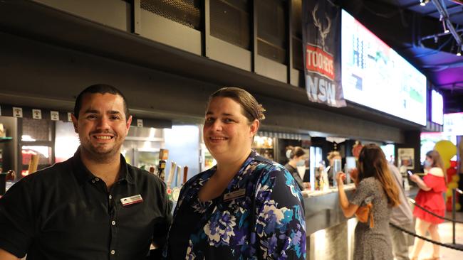 Steve and his colleague in front of the busy bar in the Basement at Panthers.