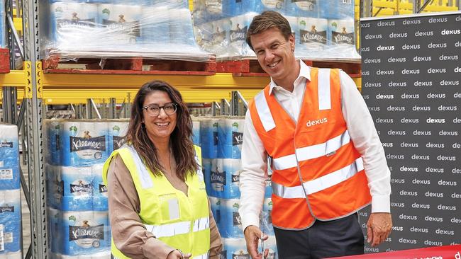 Kimberly-Clark Australia’s Jessica Renton, Logistics &amp; Operation Manager, Supply Chain Australia and Dexus’ Andrew McDonald, Head of Developments (South) cut the ribbon on the new distribution centre in Ravenhall