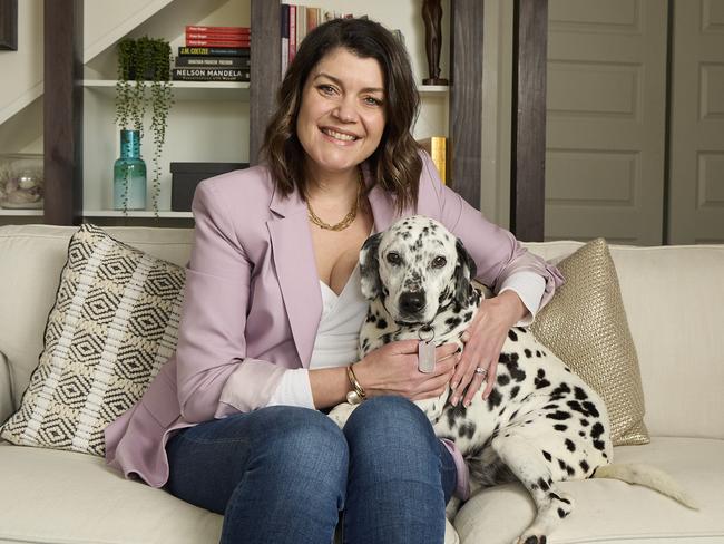 Vice President of the Animal Justice Party, Louise Pfeiffer at home with her dog, Cassie, 13 in Stirling, Sunday, Aug. 7, 2022. Picture: MATT LOXTON