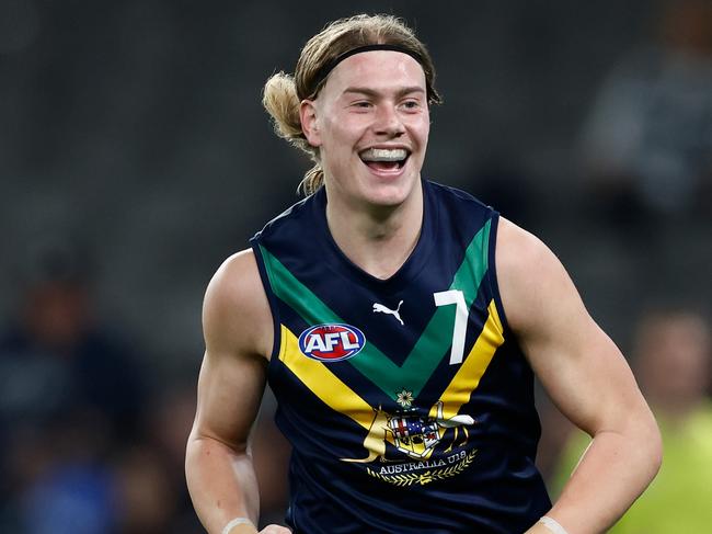 MELBOURNE, AUSTRALIA - MAY 13: Harley Reid of the AFL Academy in action during the match between the AFL Academy Boys and Carlton VFL at Marvel Stadium on May 13, 2023 in Melbourne, Australia. (Photo by Michael Willson/AFL Photos via Getty Images)