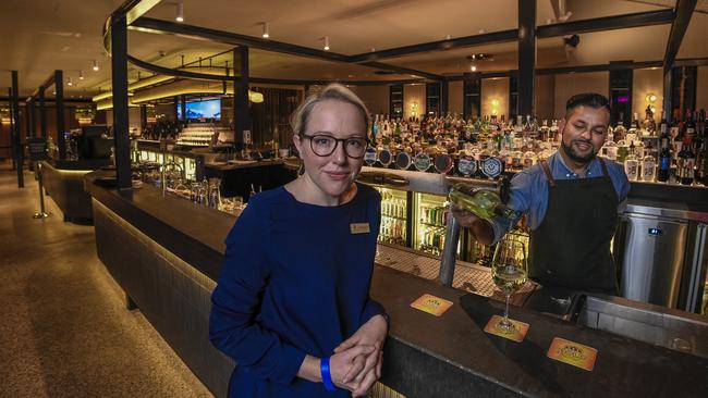 Manager Anna Hurley with Suman Simahada at the Marion Hotel in Adelaide on Sunday. Picture: Roy Van Der Vegt