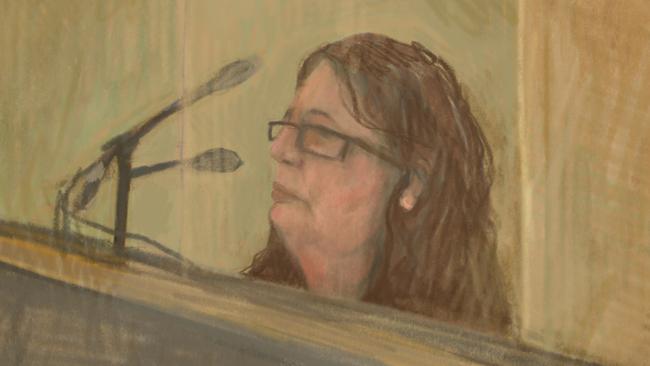 A court sketch of Erin Patterson in Latrobe Valley Magistrates Court. Picture: Anita Lester