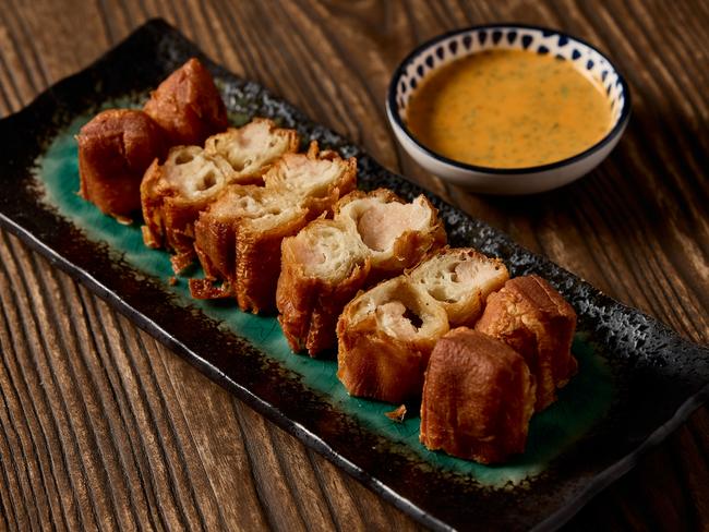 Prawn doughnuts and tom yum sauce at Makan Wine Bar, Flinders St, Adelaide