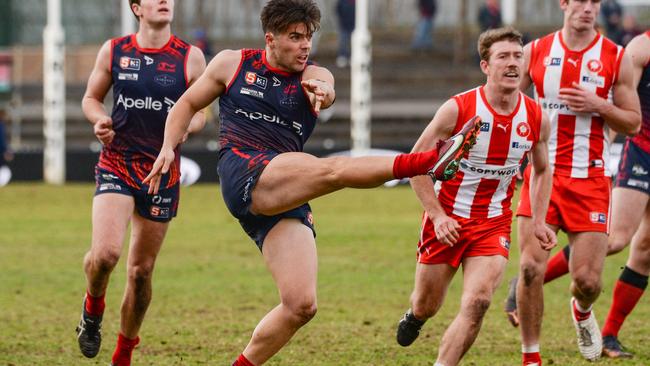 Nik Rokahr sends Norwood into attack in its come-from-behind win against North Adelaide at The Parade. Picture: Brenton Edwards