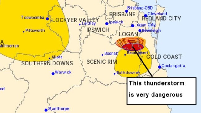 A screenshot of the 4.40pm BOM warning.