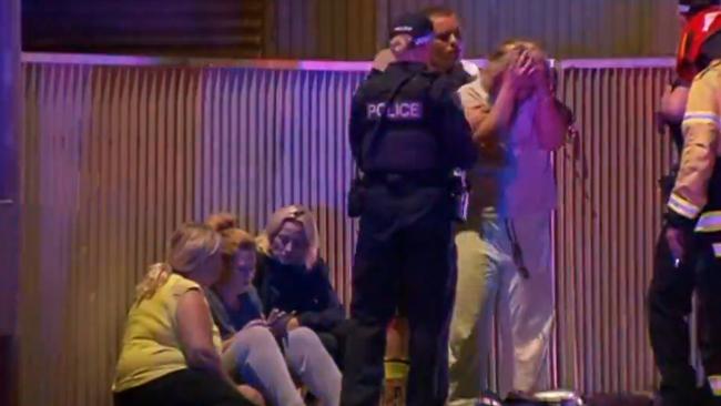 Members of the victim’s family attended the scene after Hamilton had lit the Elizabeth Vale home ablaze. Picture: 7NEWS