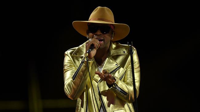 US singer Jimmie Allen performs on stage during the 2023 MusiCares Persons of the Year gala honouring Berry Gordy and Smokey Robinson at the LA Convention Center in Los Angeles, February 3, 2023. (Photo by VALERIE MACON / AFP)