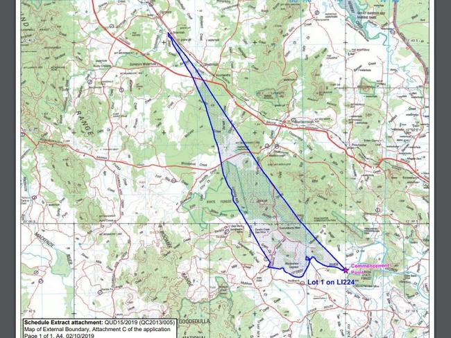 The Barada Kabalbara Yetimalara People are pushing for Native Title determination over this 294sq km of land north of Rockhampton. Picture: Documents submitted to National Native Title Tribunal