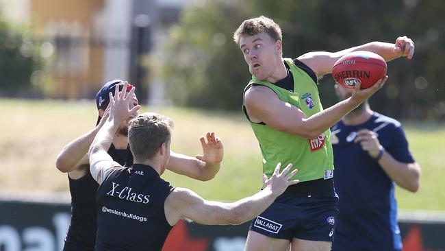 As usual, Jack Macrae with the ball in-hand at Bulldogs’ training over summer.