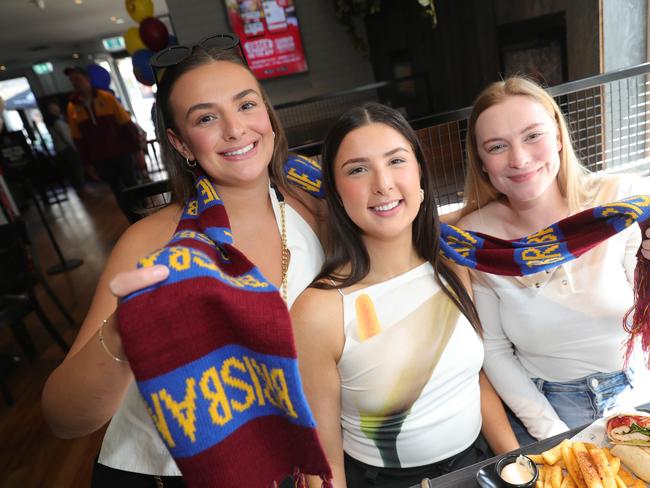AFL grand final celebrations around Geelong . The Sporting Globe Geelong left: Ash Brown , Gabby Kavenagh and Caitlin Toll Picture: Mark Wilson
