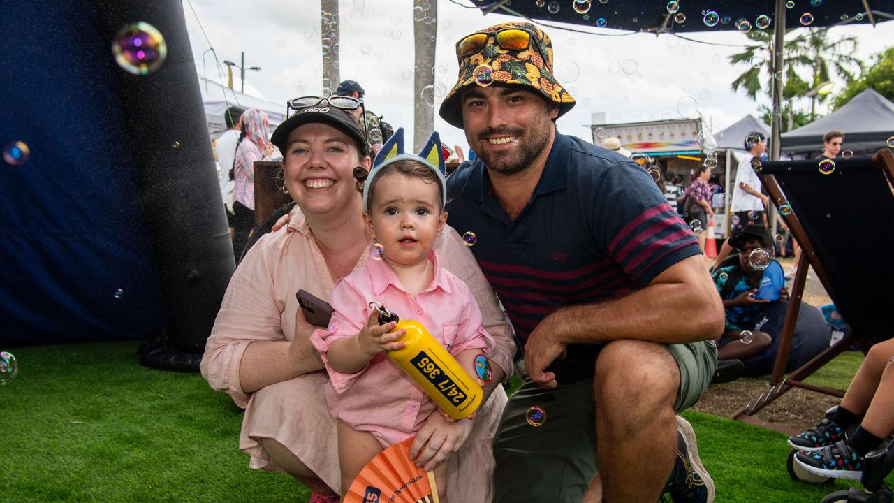 Harper Edols, George Edols and Courtney Edols at the 2024 Royal Darwin Show. Picture: Pema Tamang Pakhrin