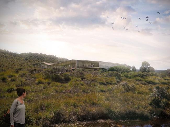 An artist’s impression of Dove Lake viewing shelter development proposal, as part of the Cradle Mountain Master Plan. Pictures supplied by the Tasmanian Government