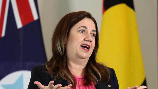 Annastacia Palaszczuk speaks to the media at a press conference in Brisbane on Friday. Picture: NCA NewsWire/Jono Searle