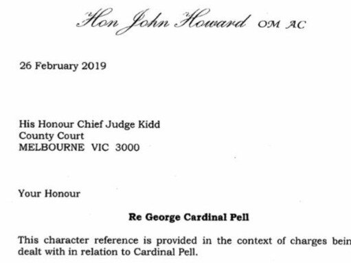 John Howard’s reference for George Pell.