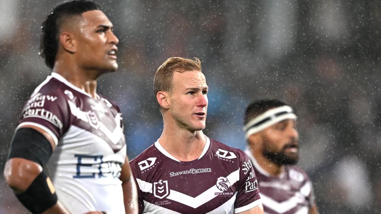 The Sea Eagles are seeking a downgrade for Daly Cherry-Evans’ dangerous throw charge, with teammates unsure why the NRL hasn’t take his clean record into consideration. Picture: Hannah Peters/Getty Images