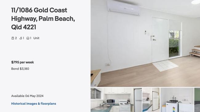 An ad for a Palm Beach unit on realestate.com