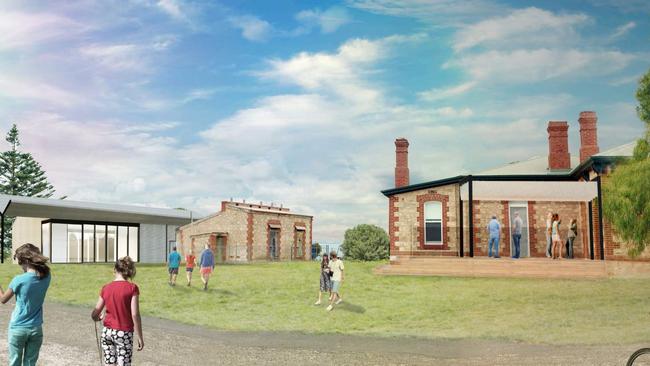 An artist's impression of the original concept design for Bickford's' visitor centre, microbrewery and distillery development at Kingscote. Picture: Supplied