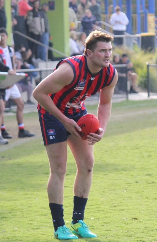 Isaac Morrisby lines up for one of his 41 goals. Picture: Ash Hill