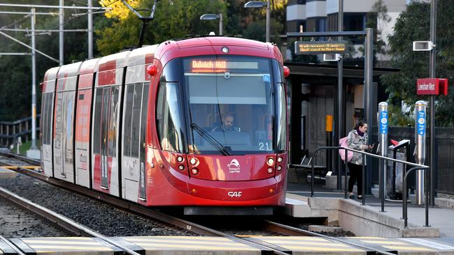 A commuter at the Lewisham West light rail station. Picture: Joel Carrett