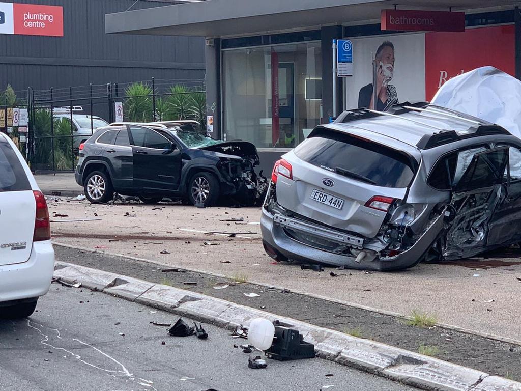 Traffic and highway patrol officers attempted to stop a Subaru Outback on Parramatta Rd, Leichhardt. Picture: Julian Andrews