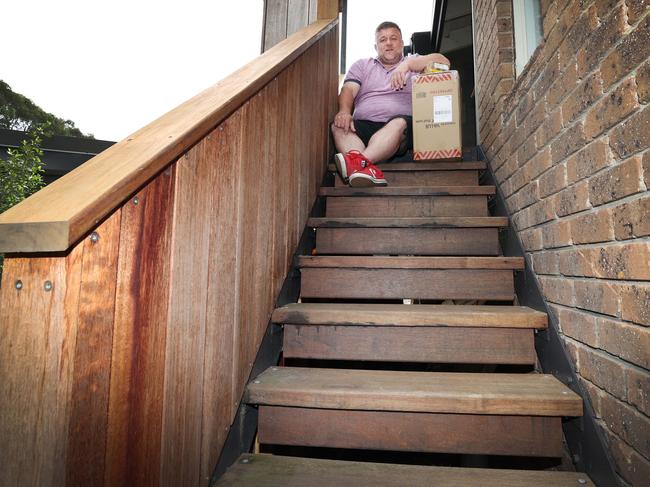 Wade Short on the stairs a delivery driver deemed too dangerous to climb. Picture: David Caird