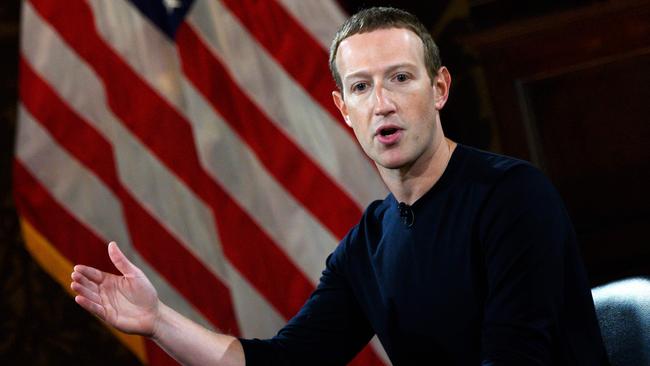 Facebook chief Mark Zuckerberg has donated to the Trump-Vance Inaugural Committee Inc and will be in the front row at Trump’s inauguration. Picture: Andrew Caballero-Reynolds/AFP