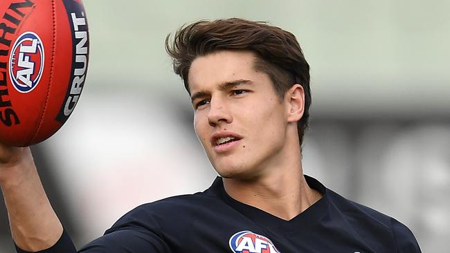 Liam Stocker was selected by Carlton with Adelaide’s pick (Photo by Quinn Rooney/Getty Images)