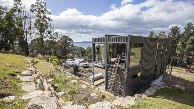 Josh and Kiara Rolf who are building a shipping container home at Flowerpot. Picture: Chris Kidd