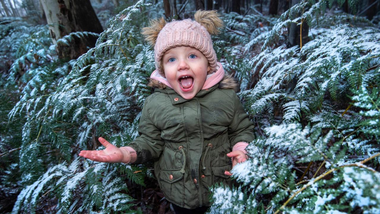 Ruby, 2, enjoys the weather at Mt Macedon. Picture: Jay Town