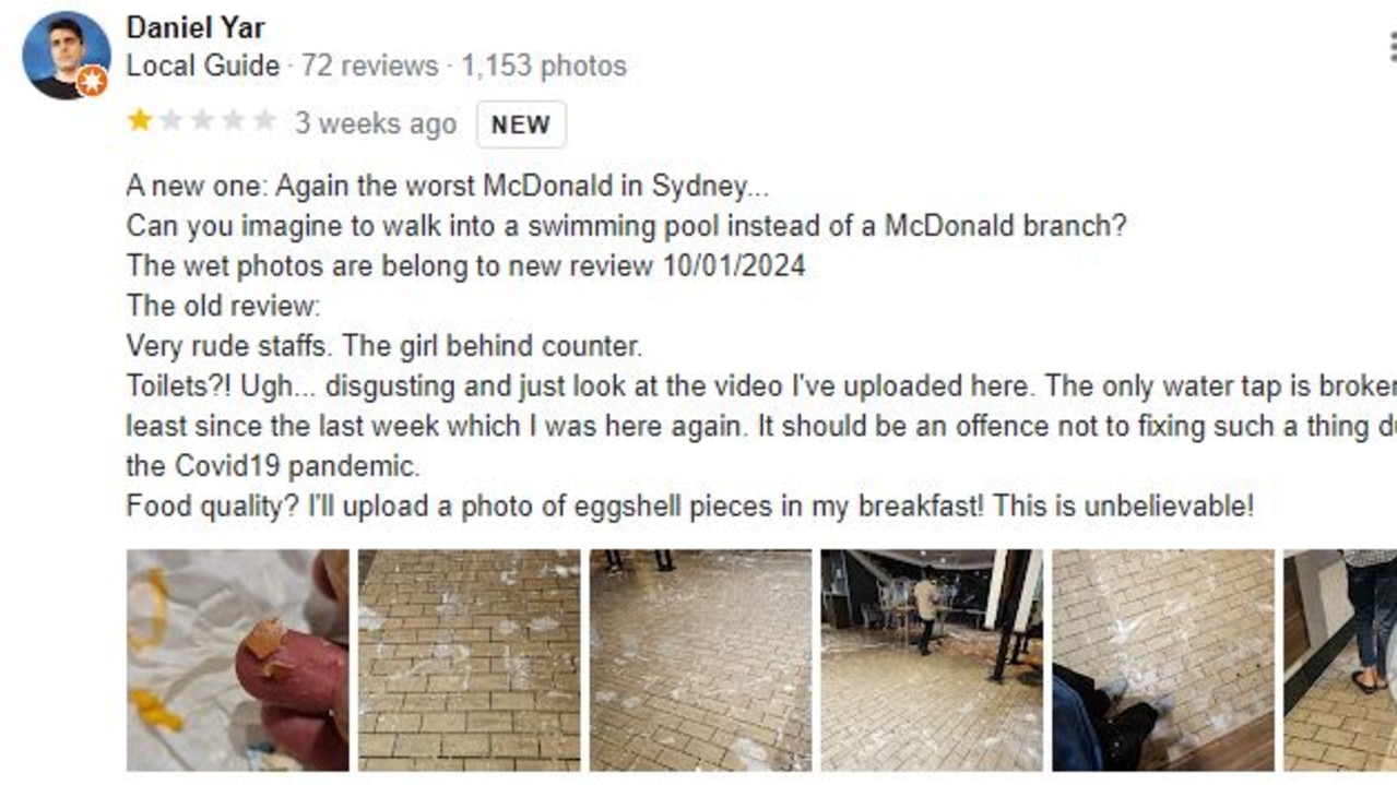 Google reviews have slammed the "dirty" North Parramatta McDonalds. Picture: Supplied.