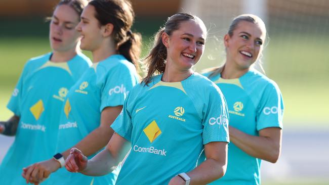 BRISBANE, AUSTRALIA – NOVEMBER 26: Winonah Heatley of the Matildas during a training session at Queensland Sport and Athletics Centre on November 26, 2024 in Brisbane, Australia. (Photo by Chris Hyde/Getty Images)