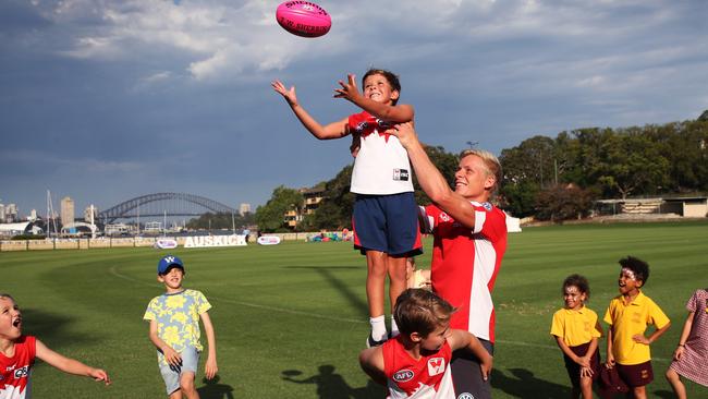 Isaac Heeney at a GWS community clinic. Picture: Phil Hillyard