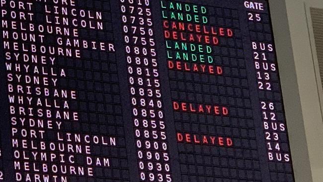 Multiple flights have been cancelled or delayed. Picture: Naomi Jellicoe