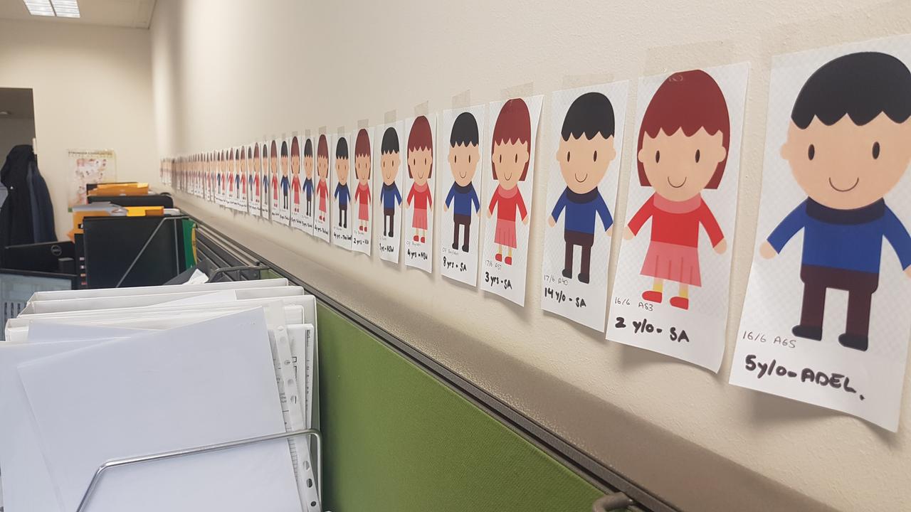 "A wall in the office of the SA Joint Anti Child Exploitation Team's office keeps a tally of how many children their work has rescued. Picture: Courtesy of JACET."