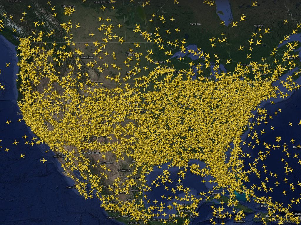 Yesterday was the busiest day of air travel in US history. Picture: Flight Radar 24