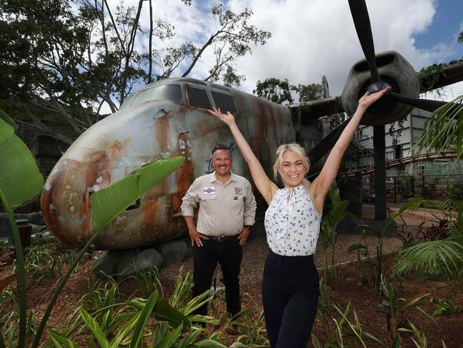 Greg Yong and Hayley Bogaard at the New Rivertown precinct at Dreamworld. Pic Annette Dew