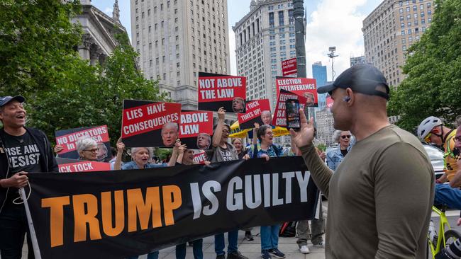 People react moments after news that former president Donald Trump was found guilty in his trial on hush-money payments in Manhattan Criminal Court.