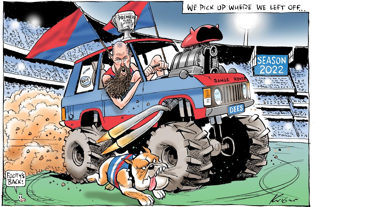 Mark Knight celebrates the return of AFL to the MCG in 2022 in his latest cartoon for Kids News.