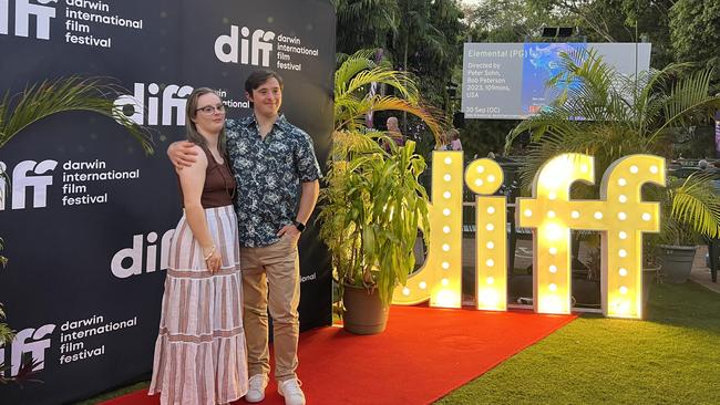 Bus Stop Film participants and actors Rae Pastuszak and Chris Bunton at Darwin International Film Festival to attend the Official Selection screening of Bus Stop Films’ Hopeful Romantic. Picture: Supplied