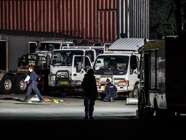 Police investigating the tragedy on Friday night. Picture: Flavio Brancaleone