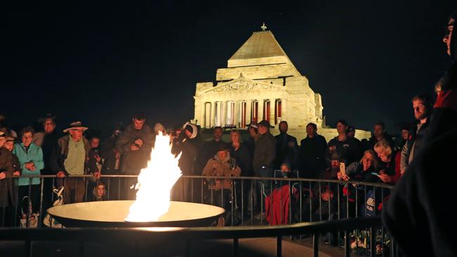 Crowds gathered to honour Australia’s diggers and their sacrifices. Picture: AAP Image/David Crosling