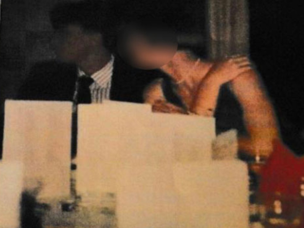 Christian Porter and the complainant together on the night she claims she ironed his pinstriped shirt (pictured) for him. He admits this might have happened but categorically denies any wrongdoing. Picture: news.com.au